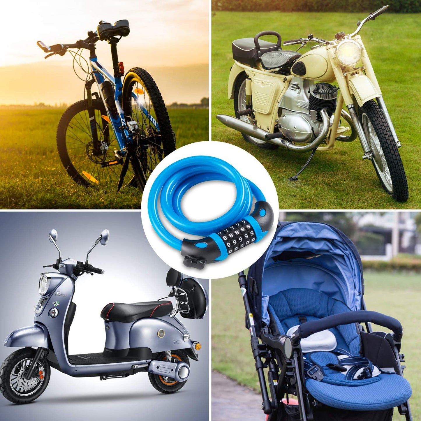 Opaza Fahrradschloss mit 5-stelligem Code, 1,2 m/4 Fuß Fahrrad-Kabelschloss, leichtes & sicheres Fahrradkettenschloss für Fahrrad, Mountainbike, E-Bike, Scooter