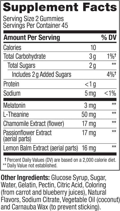 OLLY Sleep Gummy, 3mg Melatonin, L-Theanine, Chamomile, Lemon Balm, Sleep Aid, BlackBerry, 90 Count (Pack of 12)