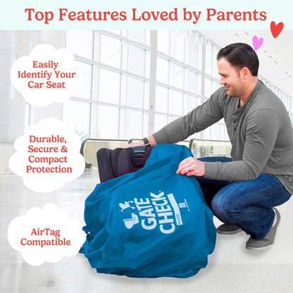 J.L. Childress Gate Check Bag for Single & Some Double Strollers - Travel Bag for Airplane, Fits Most Standard Baby Strollers, Airport Accessories Gate Check, Flying Essentials - Neon Blue