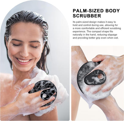 INNERNEED Duschbürste aus weichem Silikon in Lebensmittelqualität, Hand-Körperbürste zur Hautreinigung, sanftes Peeling, gute Schaumbildung (Schwarz)