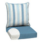 Arden Outdoor Foam Deep Seat Cushions Set, 24x24, Premium High-Density Foam, Never Flattens, Weather-Proof for Patio Chair Sofa Couch, Blue Shibori Stripe