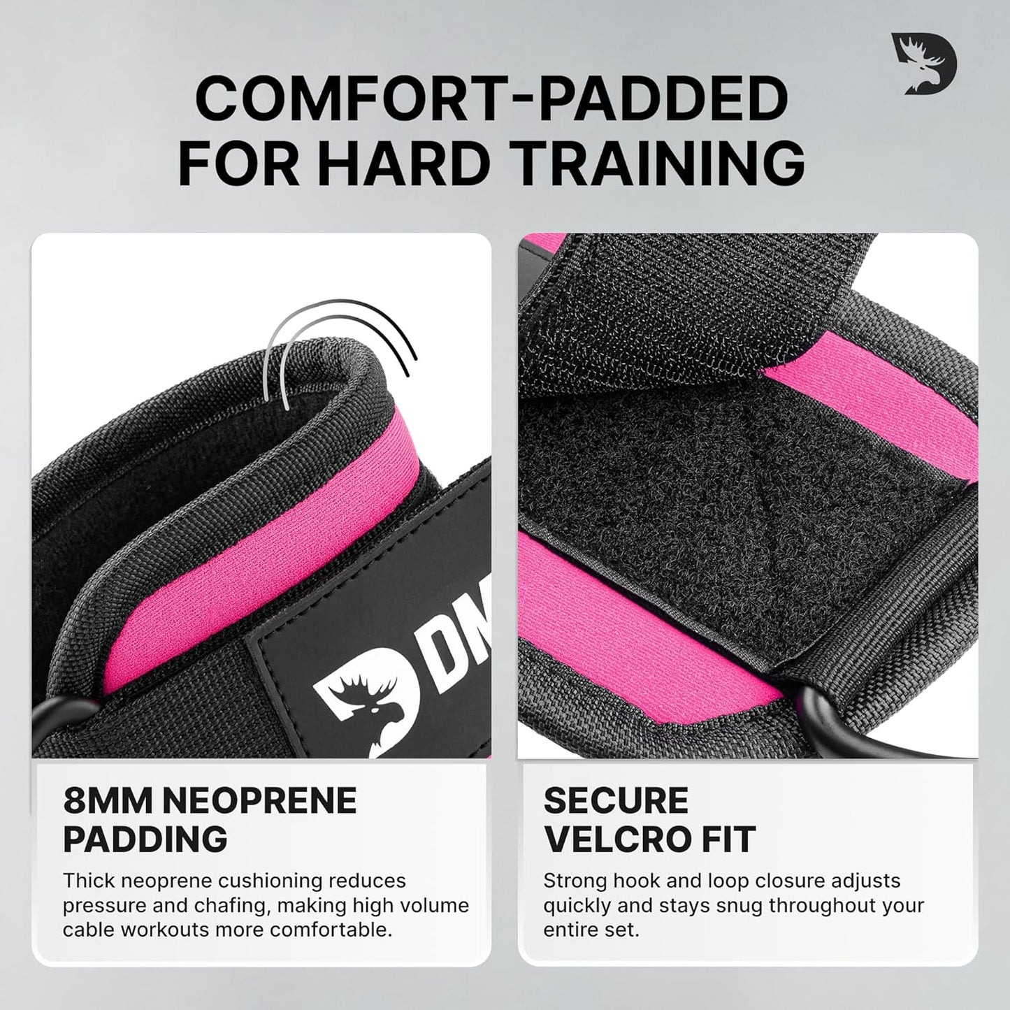 DMoose Ankle Strap for Cable Machine - One Size Fit with Premium Padding, Workout Kickback Ankle Cuffs, Ankle Bands for Working Out, Booty Workouts, Leg Extension, Hip Abductors & Lower Body Exercises