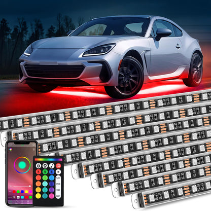 Nilight 4Pcs Car Underglow Neon Accent Strip Lights 252 LEDs RGB 8 Color Sound Active Function Music Mode with Wireless Remote Control Underbody Light Strips for Cars Van SUV Truck