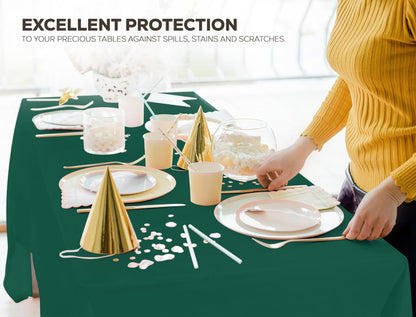 Utopia Kitchen Einweg-Tischdecke aus Kunststoff (12er Pack – 137x274 cm) Weiß Rechteckige Tischdecke Wasserdicht Schmutzabweisend Party-Tischdecke