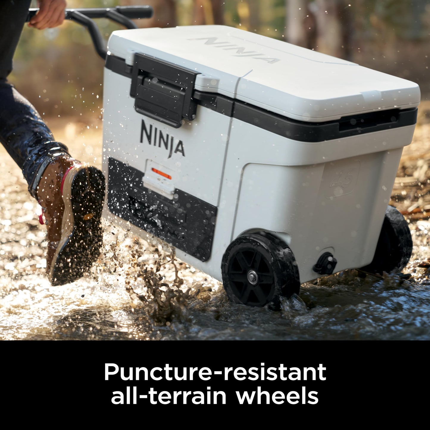 Ninja FrostVault 45QT Cooler with Wheels | Insulated with Temp Dry Storage Drawer | Keeps Ice Cold for Days | for The Beach, Camping, Picnics & More | Halocline Green | FB245TL