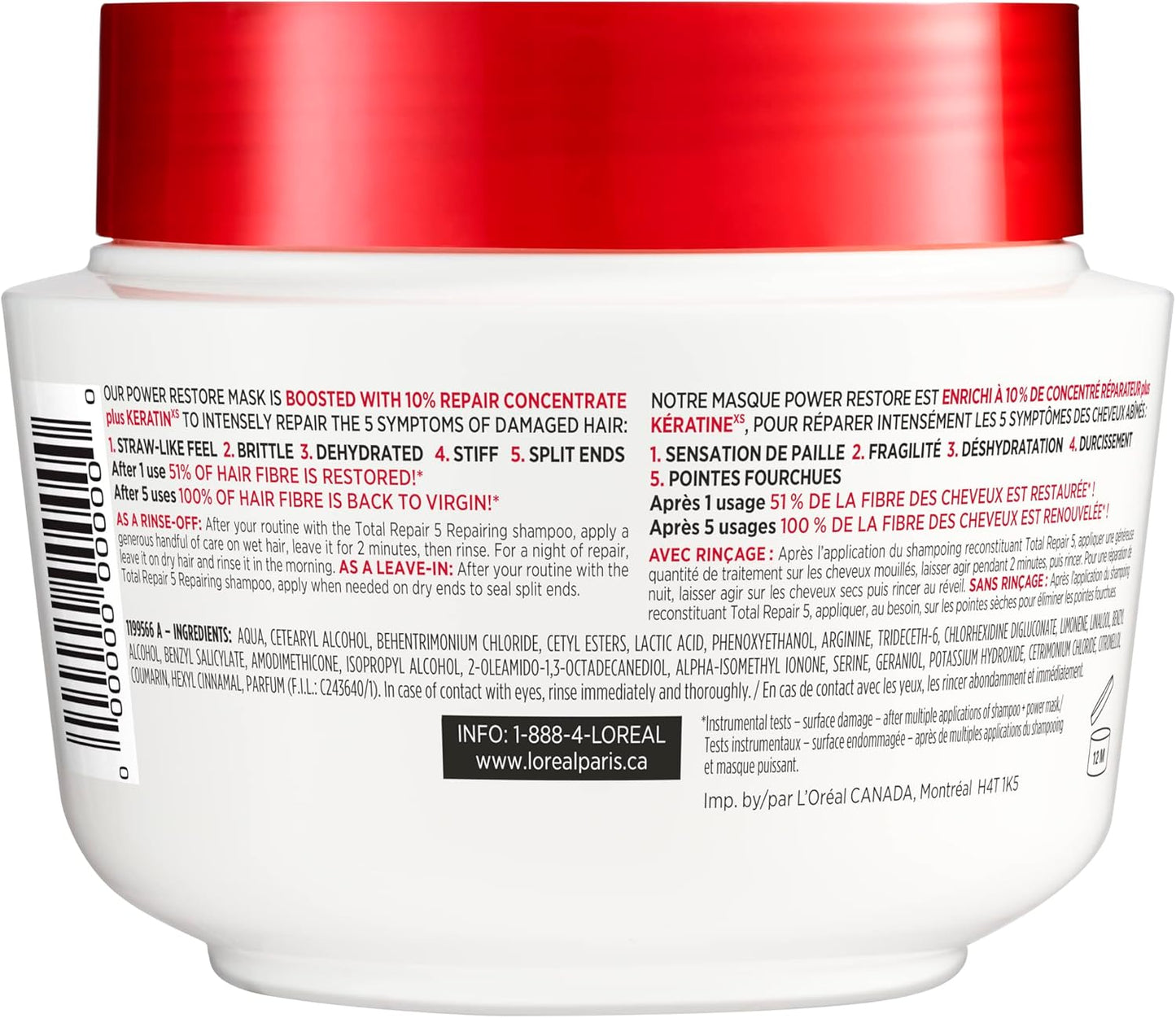 L'Oréal Paris Hair Expertise Total Repair 5 Shampoo für trockenes und strapaziertes Haar, mit Keratin XS Technologie zur Reparatur von Spliss und zur Wiederherstellung der Stärke, 828 ml (Verpackung kann variieren)