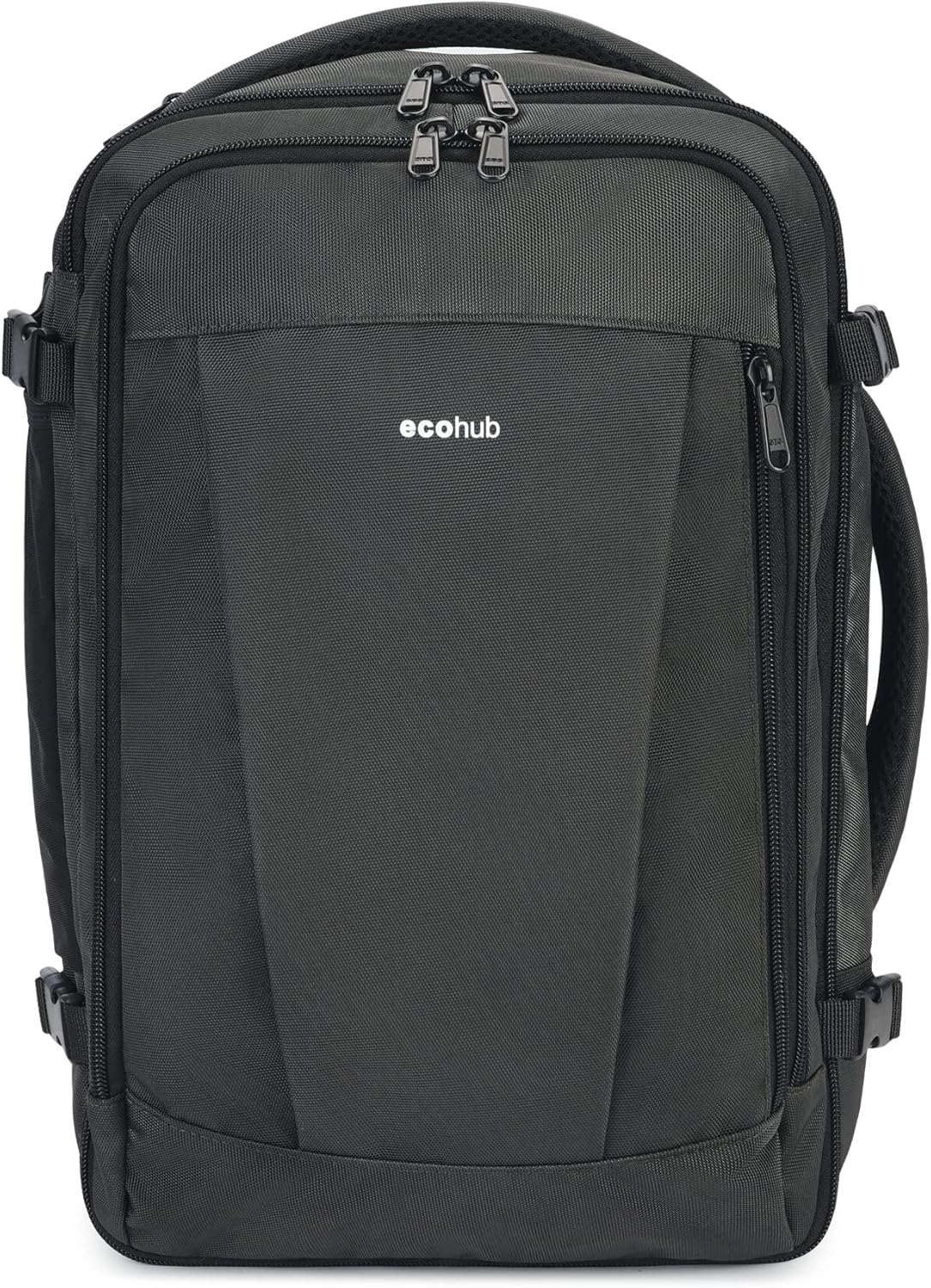 ECOHUB 16'' Reise-Rucksack Handgepäck Unterseat-Rucksack Persönlicher Gegenstand Flugzeug-Reisetasche mit 13 Taschen Handgepäck Flaschenhalter USB-Ladeanschluss Casual Daypack für Frauen Männer Schwarz