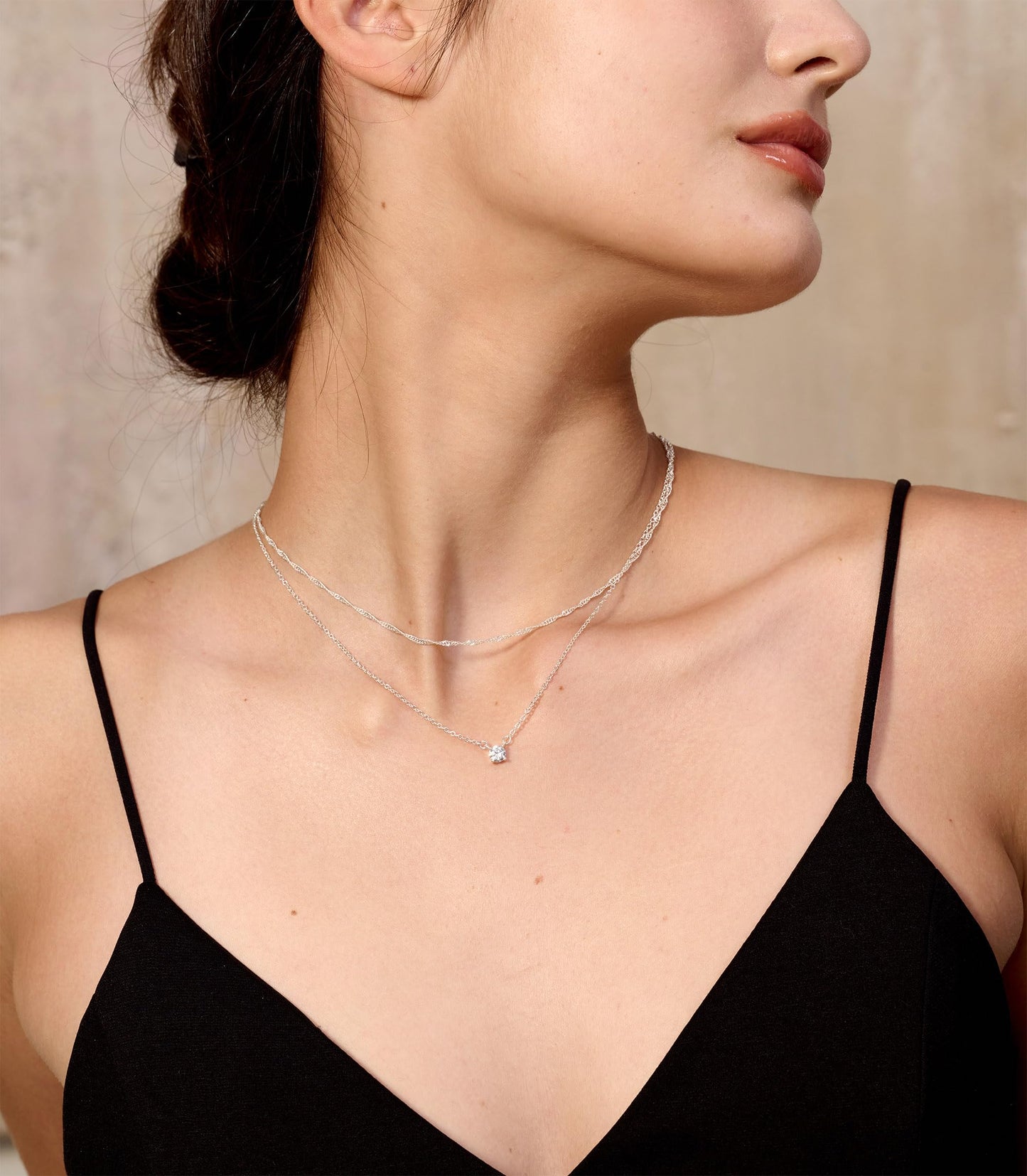 Tewiky Dainty 14k Gold Plated/Silver Cubic Zirconia Necklaces for Women, Simple CZ Jewelry Necklaces Trendy Gifts