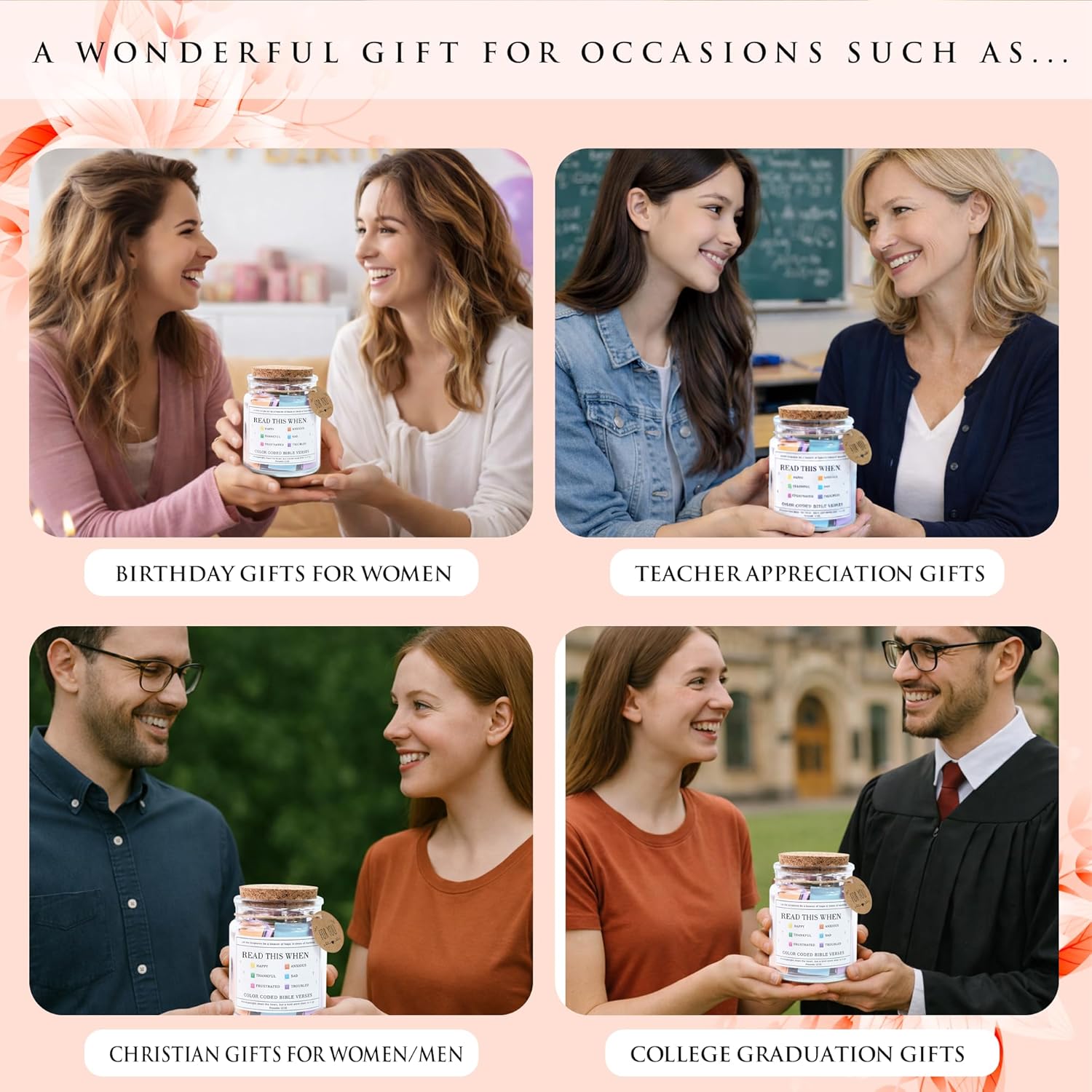 Read This When Bible Verses Jar – Birthday Gifts for Women, Christian Gifts for Women, Graduations Gift for Her, Fathers Day Gift