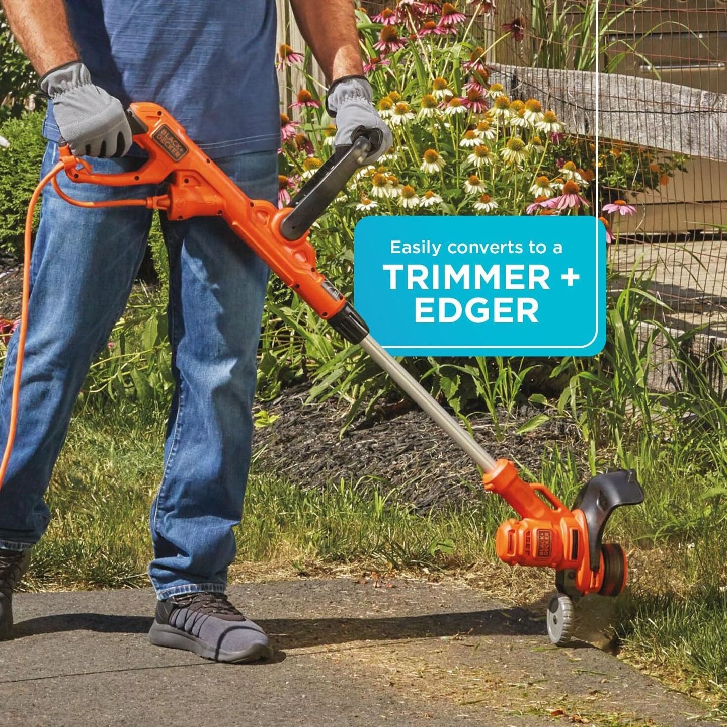 BLACK+DECKER Electric Lawn Mower, Weed Eater and Edger 3-in-1 Combo, Corded 12-Inch 6.5 Amp Electric Weed Wacker and Compact Push Mower (BESTA512CM)