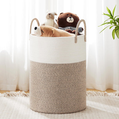 Woven Rope Laundry Hamper Basket by YOUDENOVA, 72L Tall Luandry Basket, Baby Nursery Hamper for Blanket Storage in Bedroom-Large-Jute