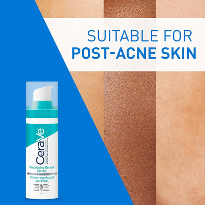 CeraVe Resurfacing Retinol Serum für das Gesicht mit Niacinamid. Hilft, den Hautton auszugleichen und die Haut zu glätten, gegen Pickelmale und zur Porenverkleinerung. Sanft, parfümfrei, nicht komedogen, sicher für empfindliche Haut, 30 ml