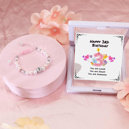 Sereney 5 Jahre altes Mädchen Geburtstagsgeschenkideen, verstellbares rosa-weißes Perlenarmband als Fünf-Jahres-5-Jahre-altes 5. Geburtstagsgeschenk für Teenager-Mädchen, Tochter, Nichte, Enkelin