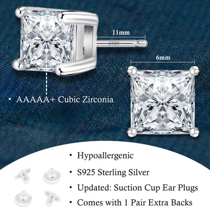 Sereney Dance Ohrringe 925 Sterling Silber Halo Stecker Hypoallergene Ohrringe für Damen, CZ 8 mm Runde Zirkonia Ohrstecker Ohrringe für Herren