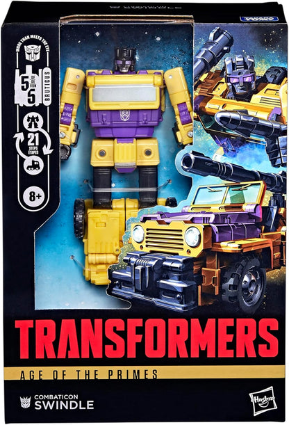 Transformers Age of the Primes Combaticon Swindle, Voyager Class 6.5-Inch Converting Action Figure, Robot Toys for Ages 8+