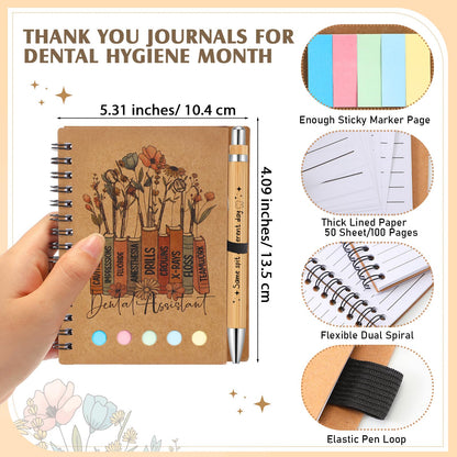 Jetec 48 Set 2026 CNA Week Gifts Bulk Nurse Appreciation Gift Set Small Inspirational Kraft Spiral Nursing Notebooks with Sticky Notes Pens for Healthcare Medical Hospital Coworker Staff Office