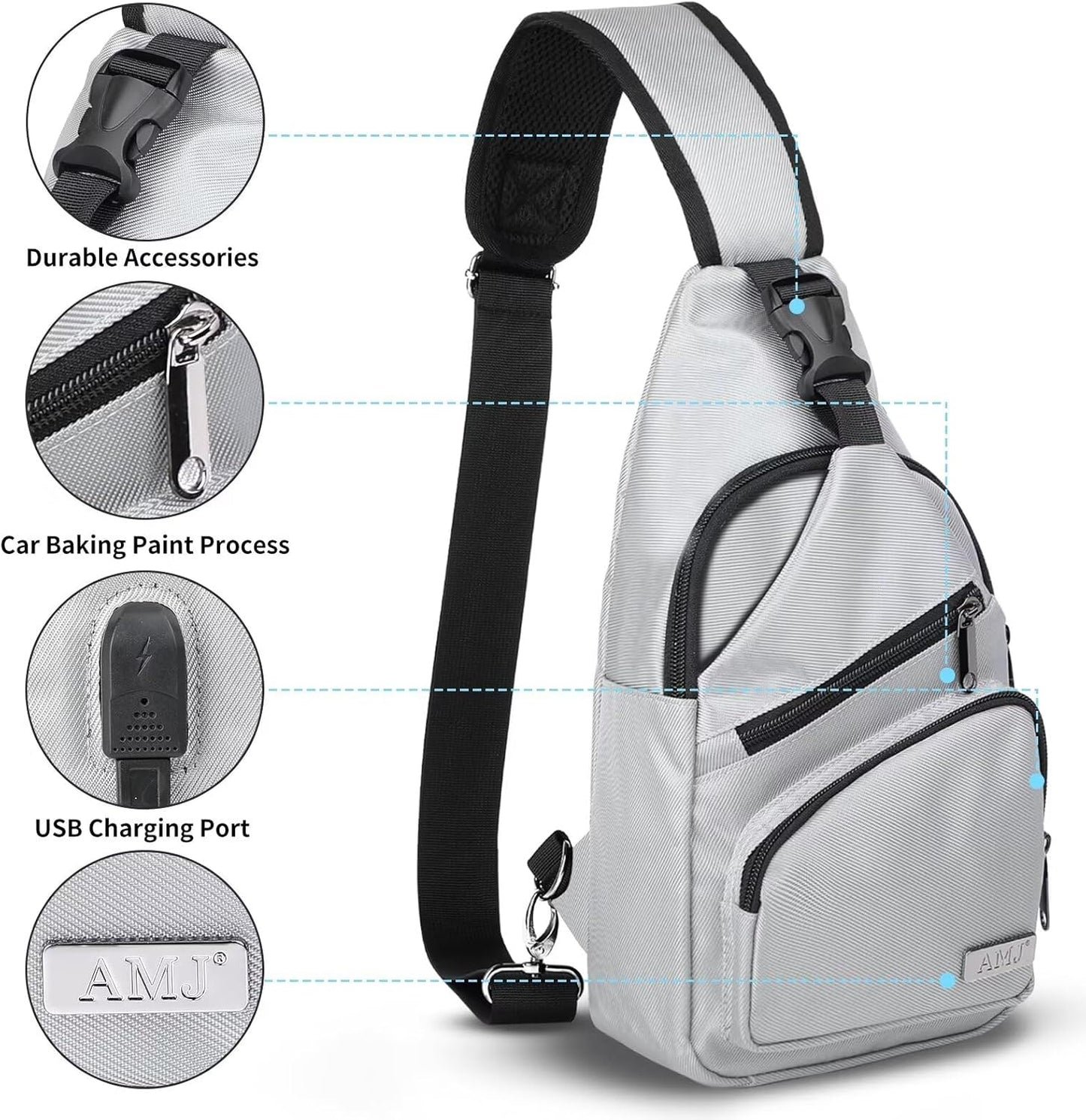 AMJ Sling Bag für Wandern und Outdoor, Umhängetasche, Reise-Brusttasche Daypack für Damen & Herren