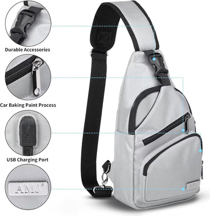 AMJ Sling Bag für Wandern und Outdoor, Umhängetasche, Reise-Brusttasche Daypack für Damen & Herren