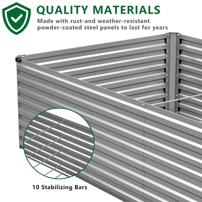 DIIYIV Galvanized Raised Garden Bed Kit Outdoor Patio,6x3x2ft Large Rectangular Metal Planter Boxes,Deep Root Box Planter for Gardening,Vegetables,Flowers,Herbs-Silver