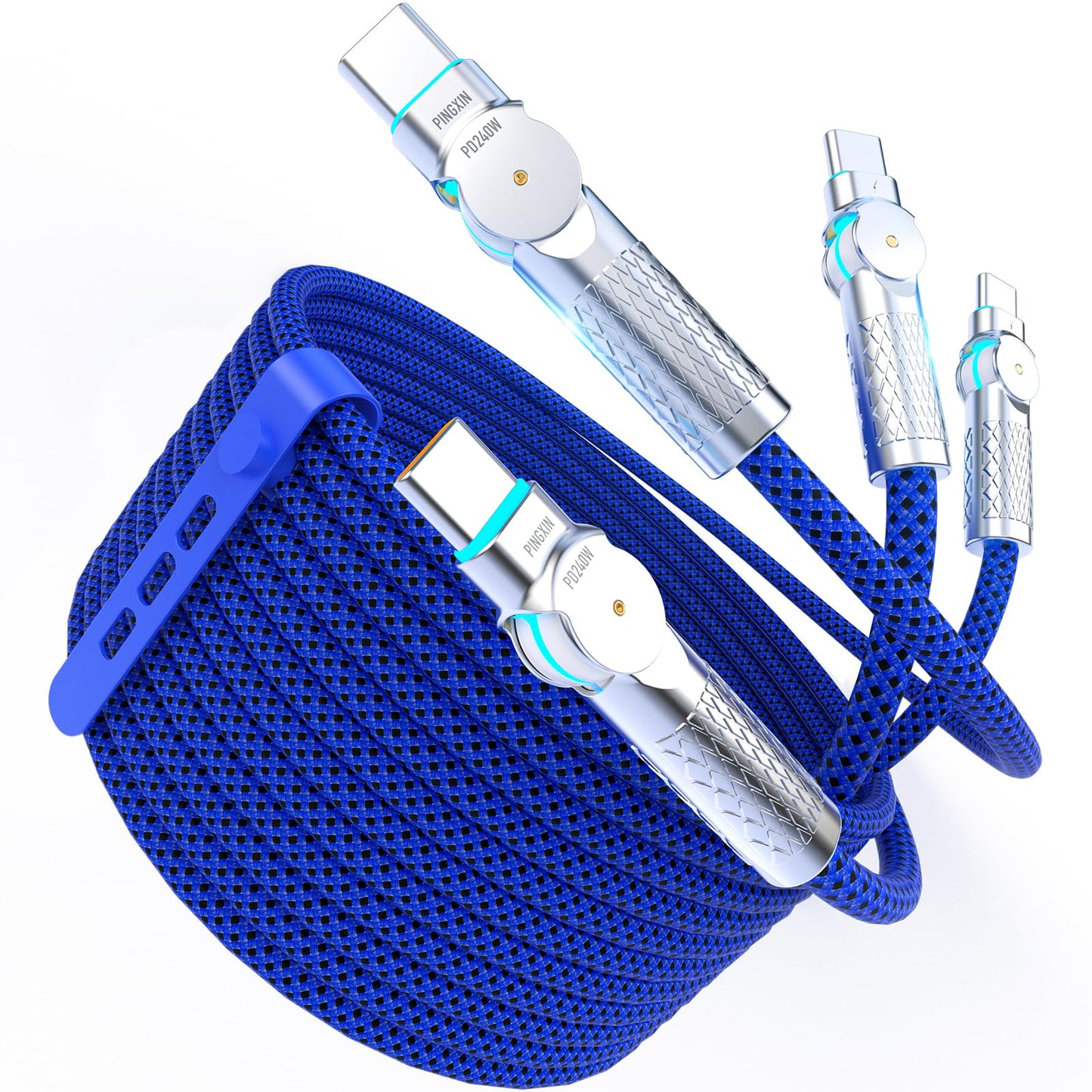 USB C to USB C Cable10ft,240W 2-Pack Braided 180°Rotating Type C Charging CableFast Charge for iPhone 15/16/16Pro/16Plus/16ProMax,MacBook Air,iPad Pro,Pixel,Samsung Galaxy S23/S24 Ultra-Blue