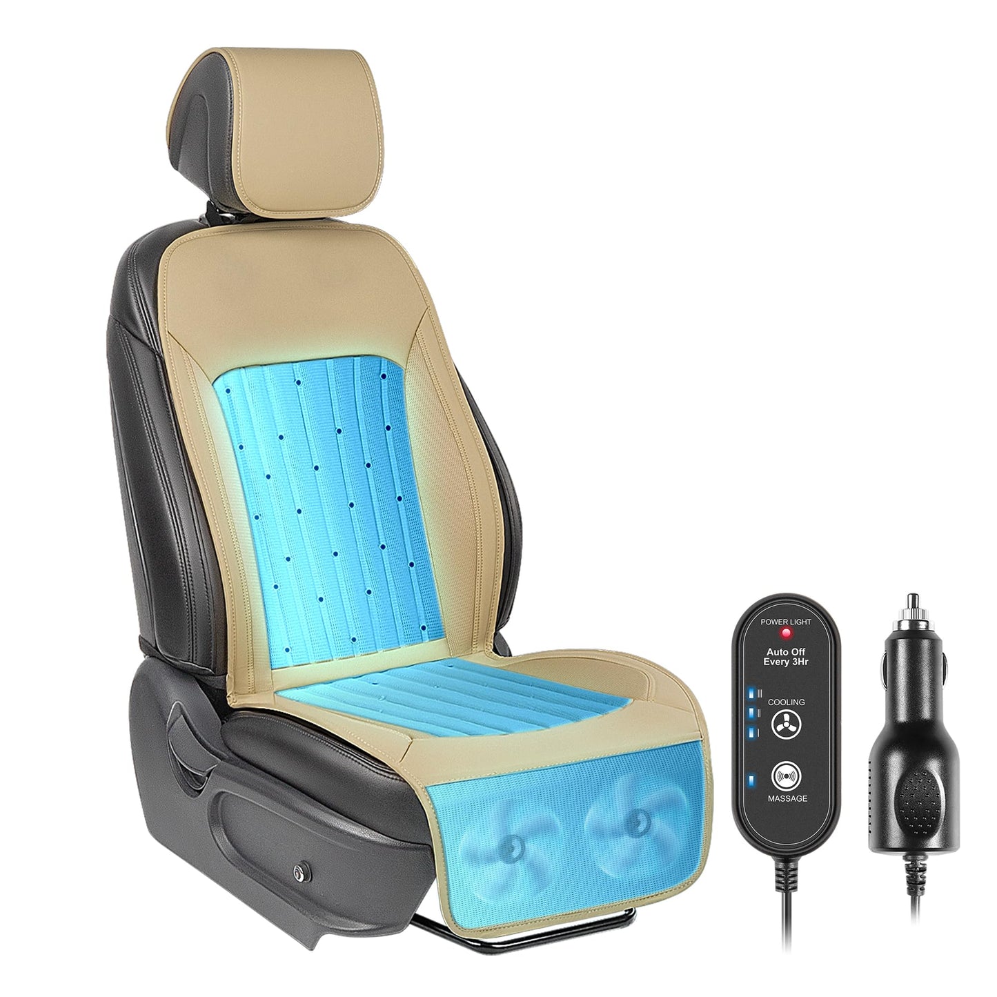 Paffenery 2026 Upgraded Cooling Car Seat Cover Front Seat, 12V-24V Ventilated Cooling Car Seat Cushion, Cooled Seat Cover for Car SUV Truck Universal Fit, Classic Black
