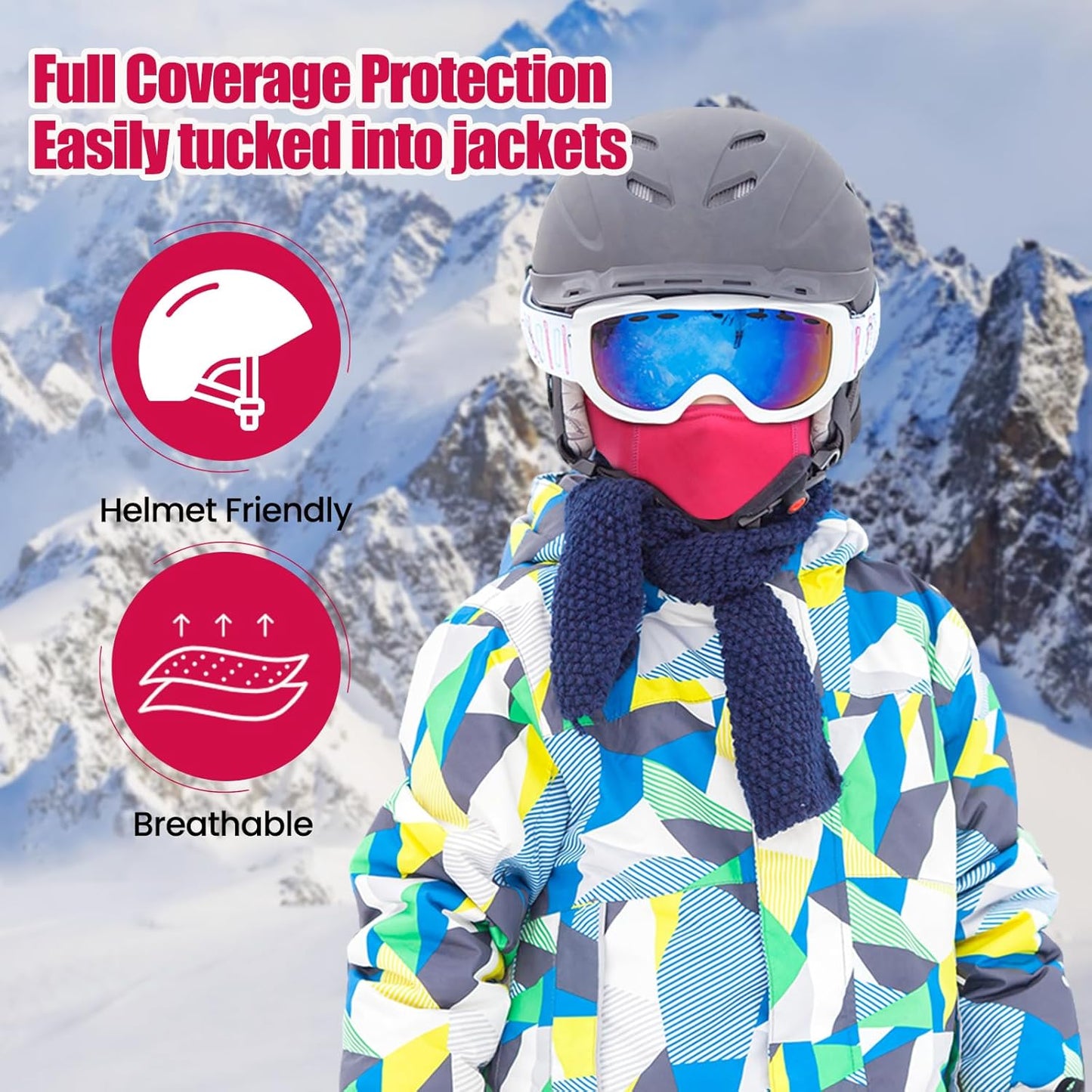 Kinder Sturmhaube Skimaske Kinder Schal Kinder Fleece Nackenwärmer Kälteschutz Gesichtsmaske für Jungen Mädchen Schwarz