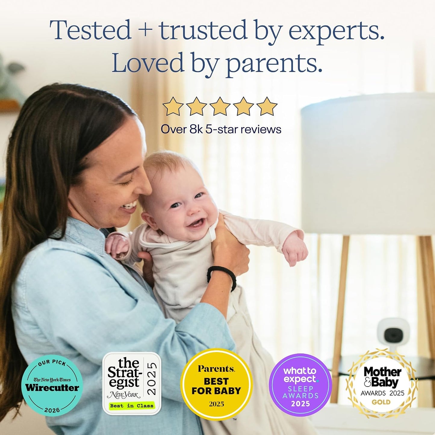 Nanit Pro Smart Baby Monitor - Camera & Floor Stand - 1080p Wi-Fi Video Camera, 2-Way Audio, See Your Baby from Anywhere, Sound/Motion/Cry Notifications, Night Vision