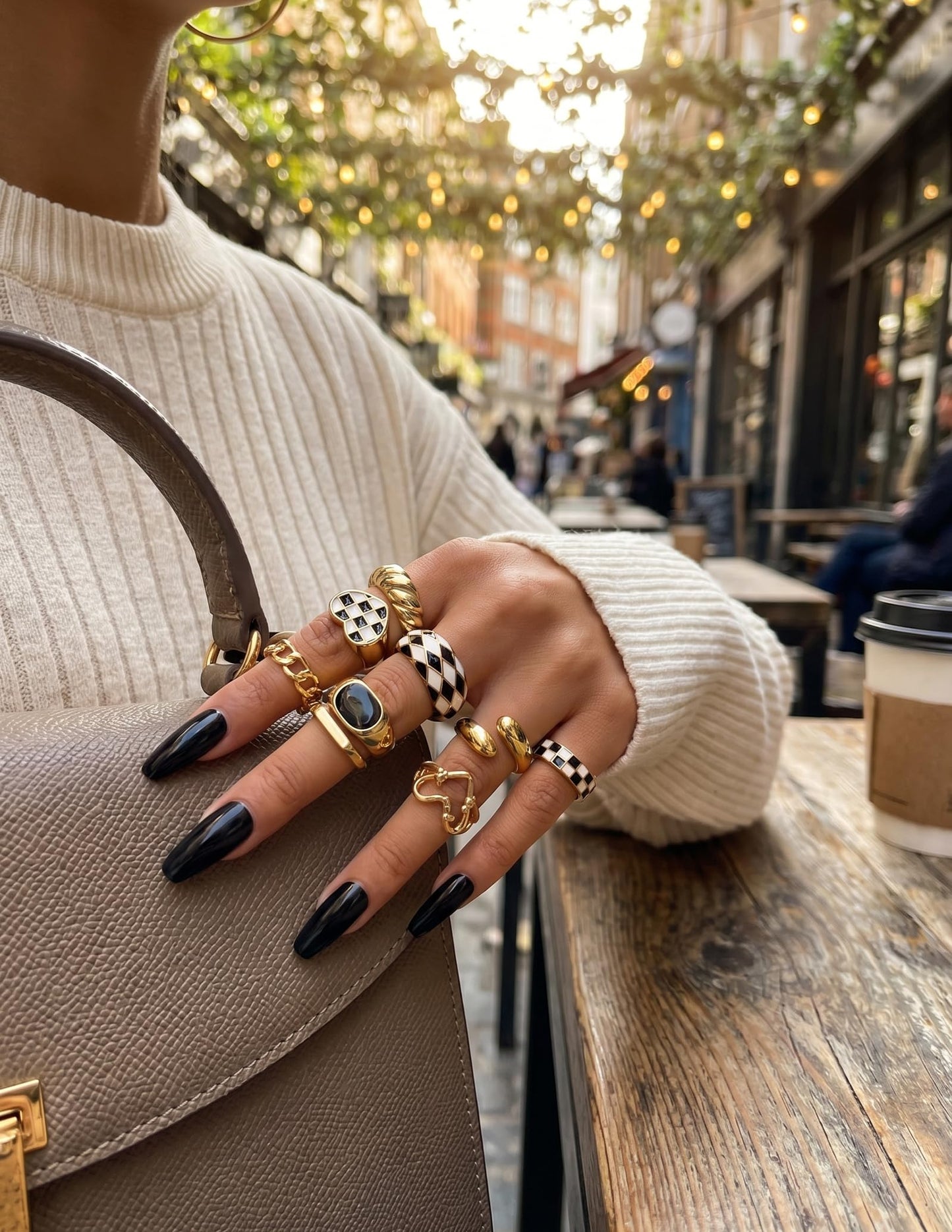 YEEZII Chunky Gold Rings for Women Non Tarnish, 18K Gold Plated Stackable Thumb Ring, Statement Women Rings Set