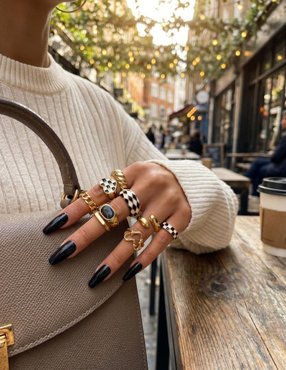 YEEZII Chunky Gold Rings for Women Non Tarnish, 18K Gold Plated Stackable Thumb Ring, Statement Women Rings Set