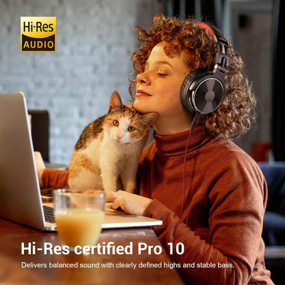 OneOdio Pro-10 Over-Ear Kabelkopfhörer für Schule Studio-Monitor & Mixing DJ Stereo-Headsets, 50mm Neodym-Treiber, Inline-Mikrofon, 3,5mm/6,35mm Klinke für Verstärker Computer Aufnahme Telefon Klavier Gitarre