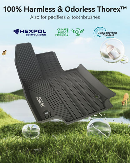 3W Floor Mats for Toyota Tacoma 2024 2025 2026 Double Cab Auto Tran(Not Fit Hybrid & XtraCab), TPE All Weather Custom Fit Floor Liner for Tacoma TRD/SR/SR5/limited Car Liners.