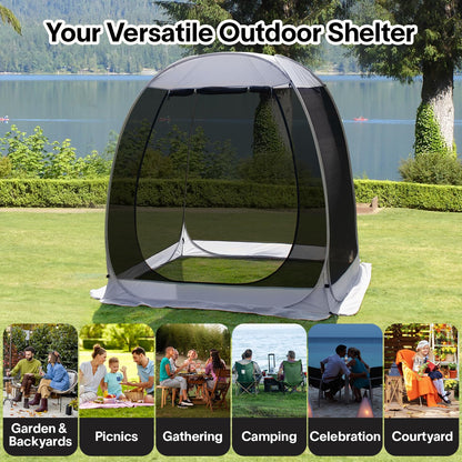 Alvantor Pop Up Screen House Tent, Instant Outdoor Gazebo with Mosquito Netting & UPF 50+ Sun Protection, Portable Canopy Shelter for Patio, Backyard, Camping (2-10 Person)