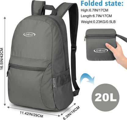 G4Free 20L Lightweight Packable Backpack Foldable Travel Hiking Daypack for Men and Women