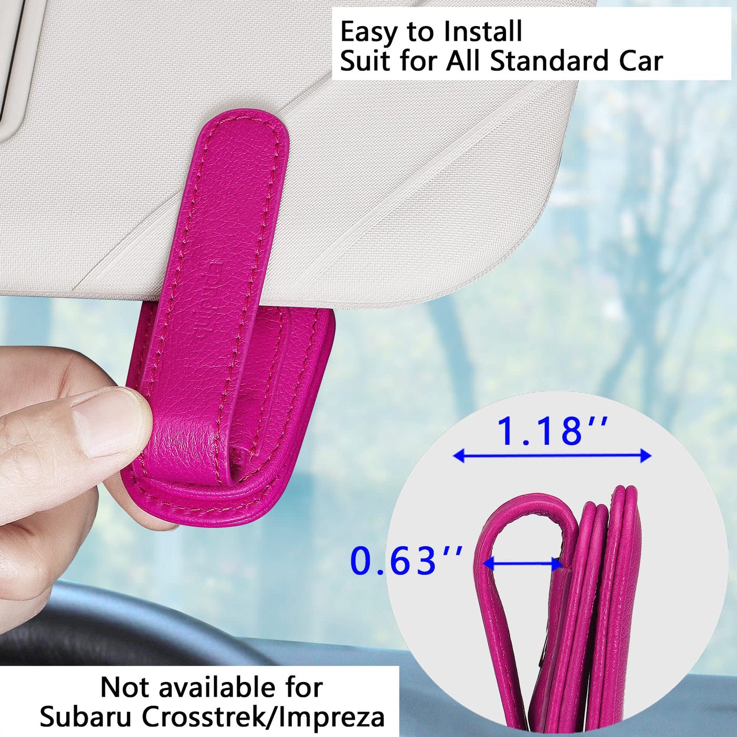 2 Packs Sunglasses Holder for Car Visor, Genuine Leather Car Sunglass Holder, Glasses Clip for Cars,Auto Interior Accessories Universal for SUV Pickup Truck (Black-(2 Pcs)