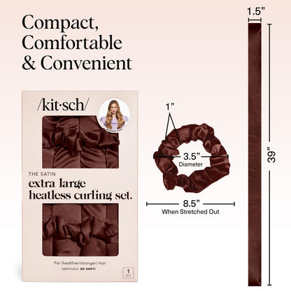 Kitsch Satin Heatless Lockenwickler Set – Hitzefreie Locken über Nacht mit 34" Haarwickler & 2 Satin Scrunchies – Bequeme Haarwickler zum Schlafen für frizzfreies, hitzefreies Styling – Sunset Tie Dye