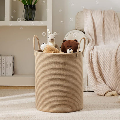 Woven Rope Laundry Hamper Basket by YOUDENOVA, 72L Tall Luandry Basket, Baby Nursery Hamper for Blanket Storage in Bedroom-Large-Jute