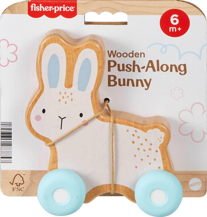 Fisher-Price Babyspielzeug aus Holz zum Schieben, Hase, Holzfahrzeug für Krabbel- und Entwicklungsspiele für Babys ab 6 Monaten