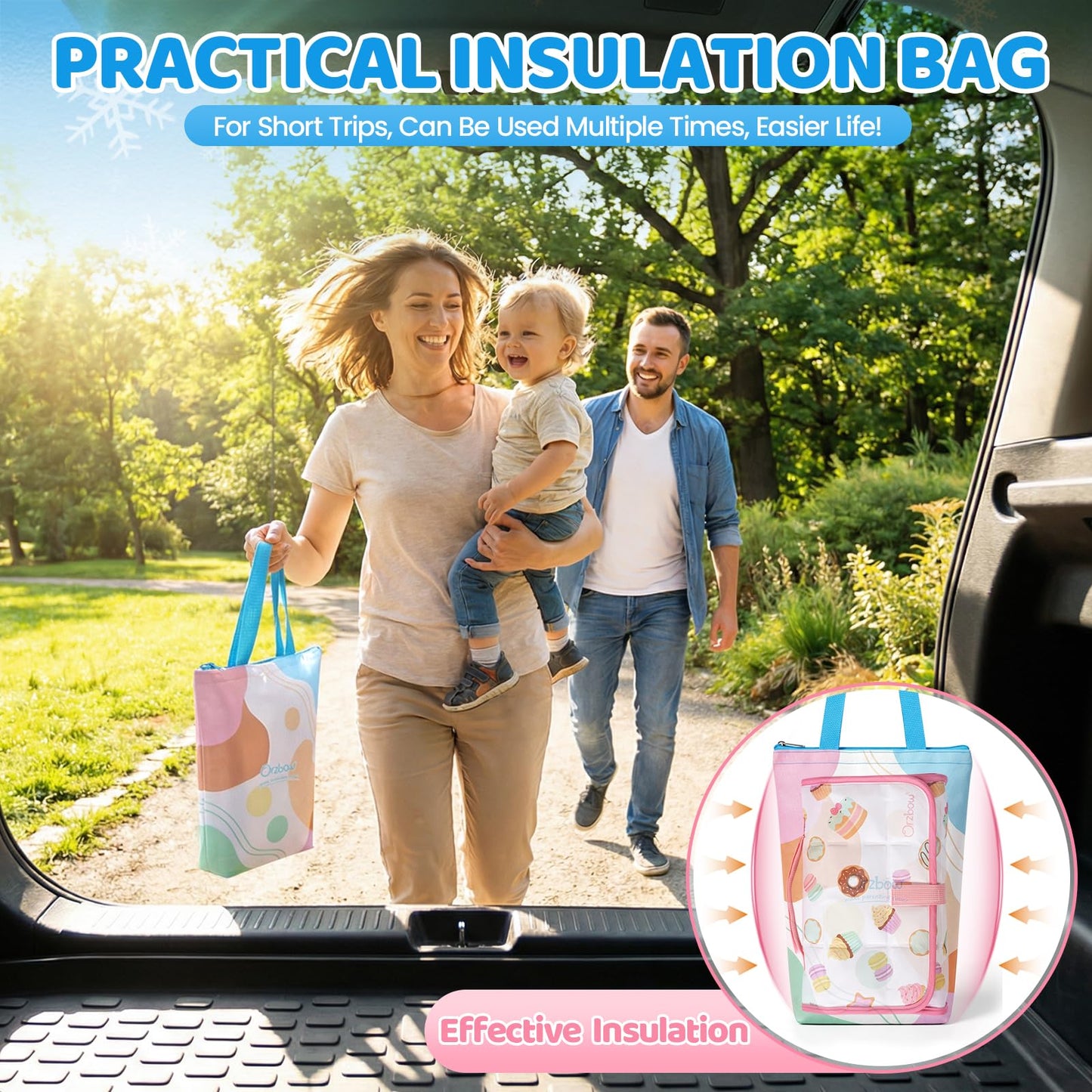 Orzbow Car Seat Cooling Pad with Insulated Bag, Carseat Cooler Pad for Babies Toddler Kids Infant, Portable Baby Cooling Pad for Hot Summer to Keep Comfortable, Blue