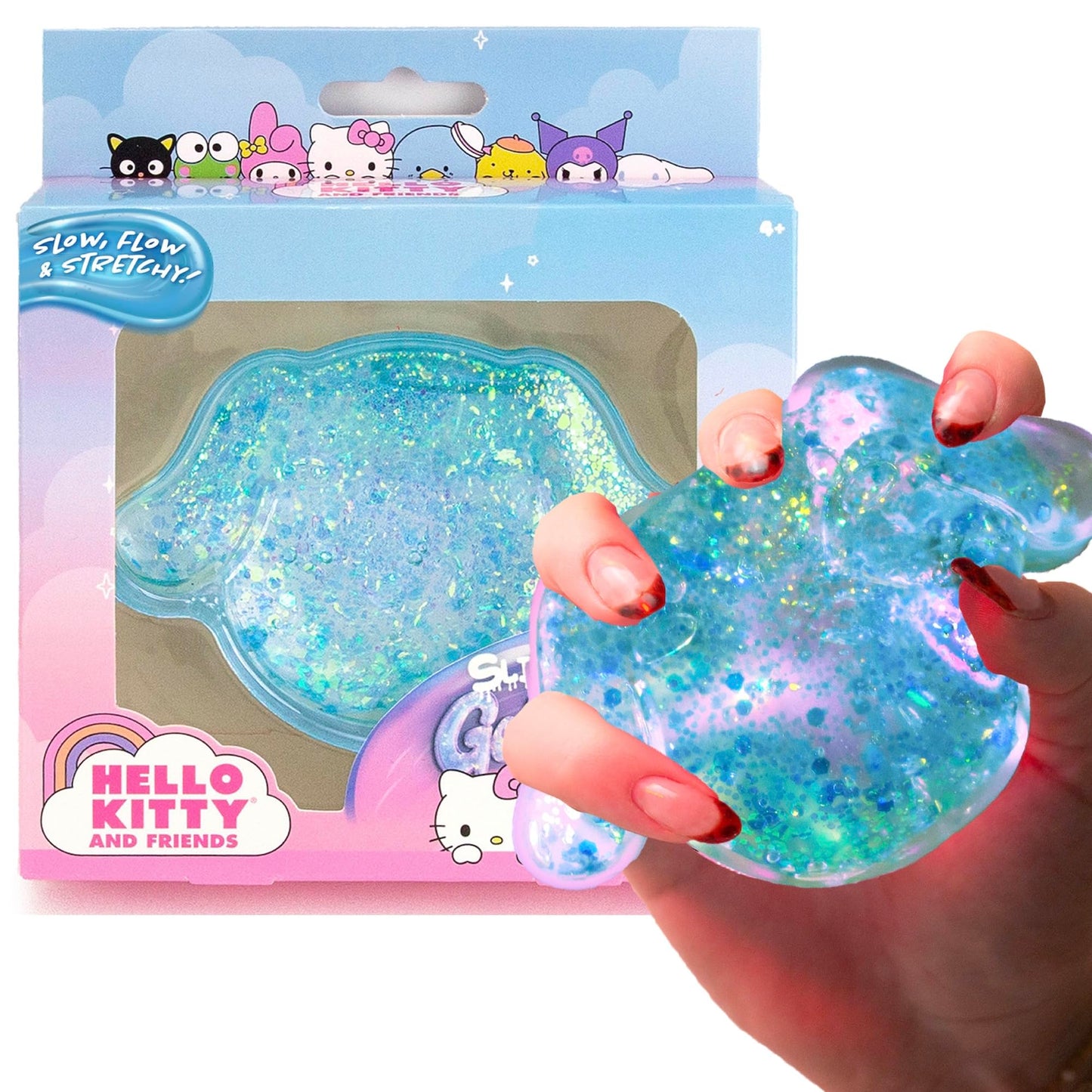 Original Squishmallows™ SLIMYGLOOP Blue Gelli Gels™, Slow Rising Sensory Squeeze Toy with Glitter, Gel Filled Fidget Toys