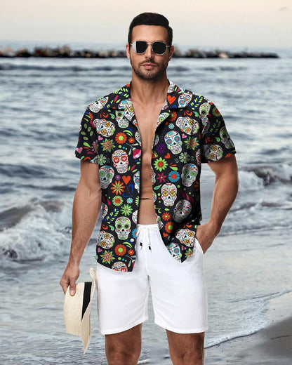 HMIYA Herren Hawaiihemden Kurzarm Button-Up Hemd Herren S-3XL