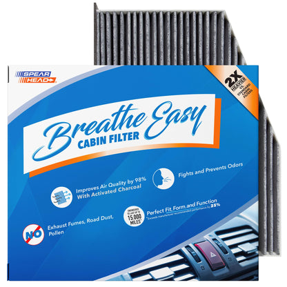 Spearhead Odor Defense Breathe Easy AC & Heater Cabin Filter | Fits Select 2016-2025 Toyota, Lexus, Subaru, 2016-2023 CX-9 Like OEM | Up to 25% Longer Lasting w/Activated Carbon (BE-157)