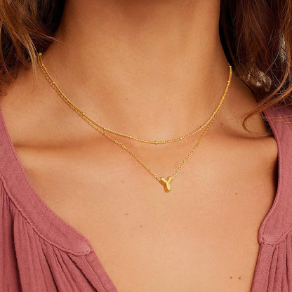 Thaivor Osterkorb-Füller – Initialen-Halsketten für Frauen, 14K vergoldete Bubble Letter Halskette, geschichtete zierliche süße Choker-Anhänger, Stapel-Schmuck, Mode-Accessoires, Teenager-Trendgeschenk