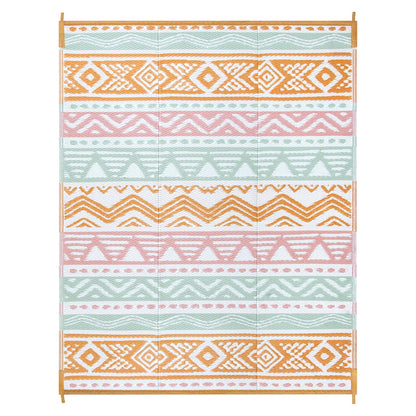 Lahome Outdoor Rugs 8x10 Waterproof, Reversible Outdoor Plastic Straw Rug for Camping Patio, RV Outdoor Rugs Outside, Outdoor Carpet for Porch Deck Backyard Picnic(Blue/Yellow,8'x 10')