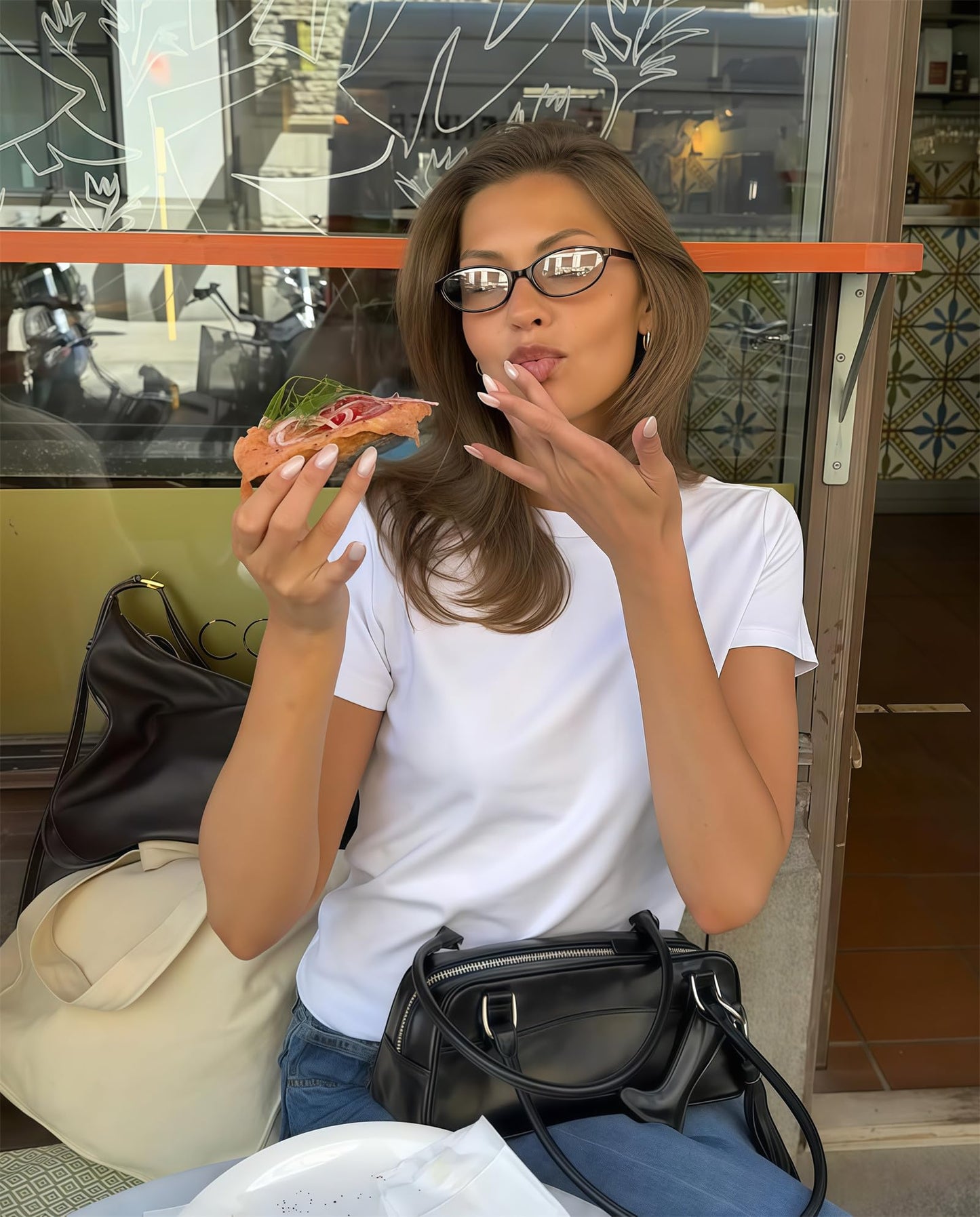 GUVIVI Retro Ovale Sonnenbrille für Damen Chic Cat Eye 90er Jahre Sonnenbrille Leichte Schmale Sonnenbrille Trendiger UV-Schutz Sonnenbrille