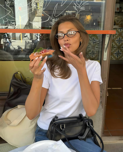 GUVIVI Retro Ovale Sonnenbrille für Damen Chic Cat Eye 90er Jahre Sonnenbrille Leichte Schmale Sonnenbrille Trendiger UV-Schutz Sonnenbrille