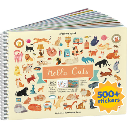 CUPKIN Animals Habitat 500+ Kids Sticker Book Toddler Airplane Travel Activity Coloring and Sticker Book, Road Trip Essentials, 12 Coloring Pages + 12 Scenes for Ages 2–8 Years