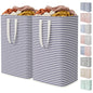 Lifewit 2 Pack Laundry Basket 80L Each, Collapsible Clothes Hamper with Reinforced Handles, Freestanding Waterproof Design for Bedroom and Laundry Room, Grey 160L Total
