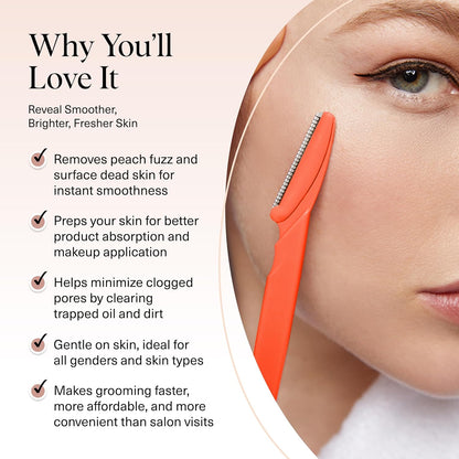 Kitsch Dermaplaning-Rasierer für Damen & Herren – Gesichtsrasierer, Augenbrauenrasierer & Gesichtshaarentferner – Peeling-Gesichtsrasierer & Hautpflege-Tool für glattere Haut – Terracotta, 12 Stück