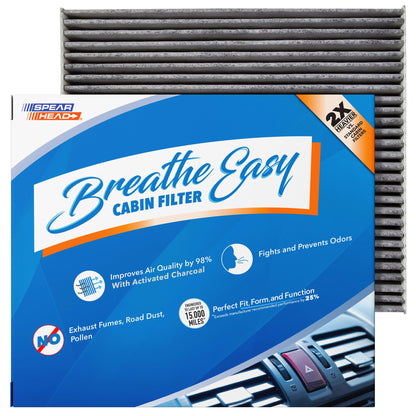 Spearhead Odor Defense Breathe Easy AC & Heater Cabin Filter | Fits Select 2016-2025 Toyota, Lexus, Subaru, 2016-2023 CX-9 Like OEM | Up to 25% Longer Lasting w/Activated Carbon (BE-157)