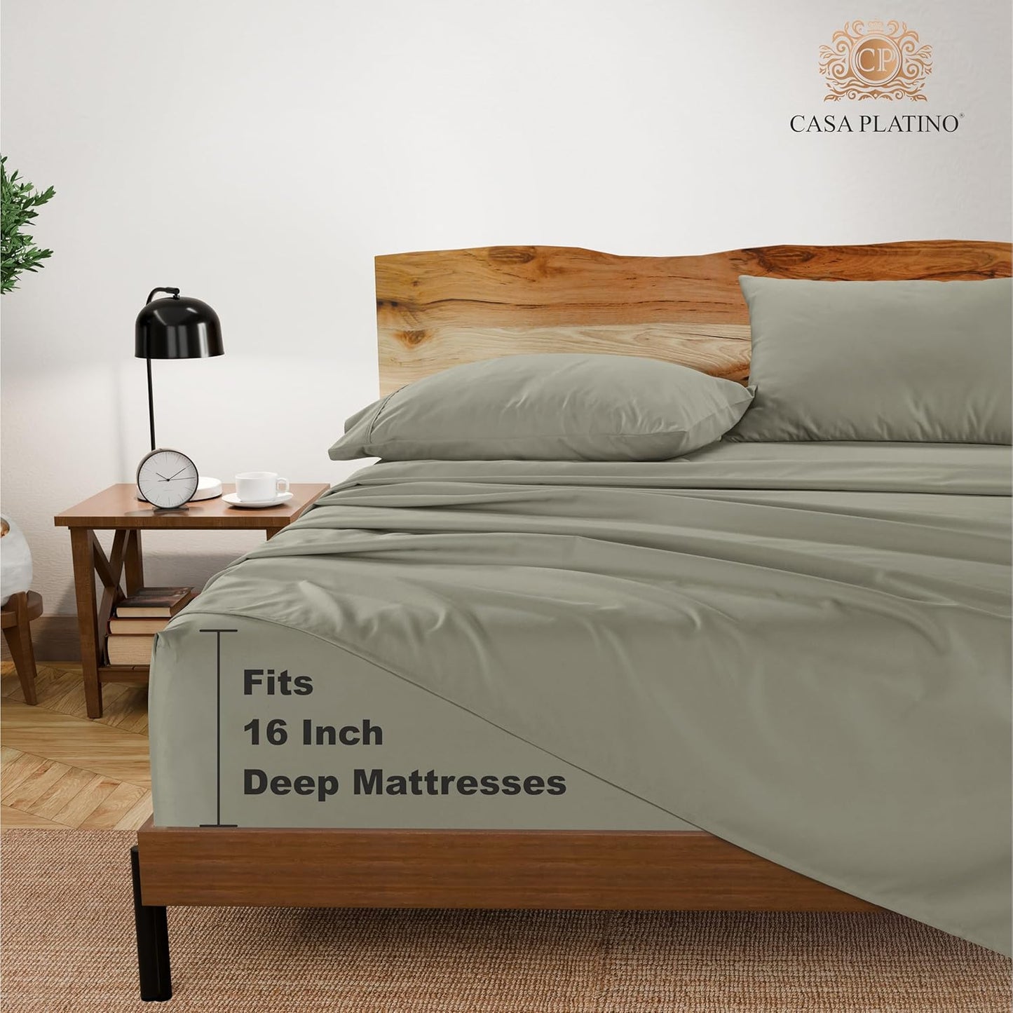 1000 Thread Count Queen Size Bed Sheet Set - Silver, Sateen Weave Luxury Deep Pocket Sheets